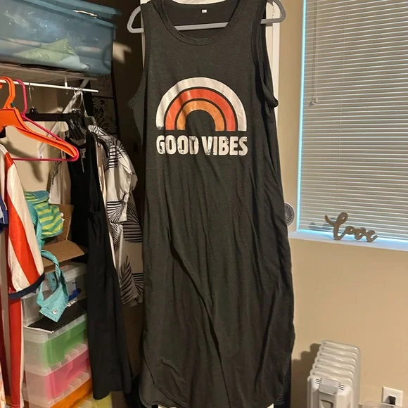 🌈4/$8🌈 Good Vibes Sleeveless Dress - Picture 2 of 2